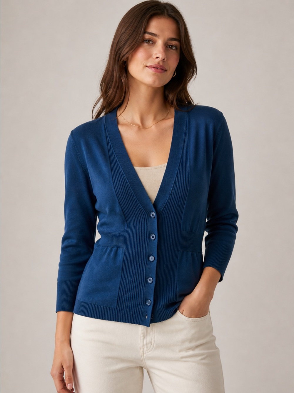 M Missoni | Blue Cotton Ribbed Cardigan | Fits US 4/6 | Made in Italy